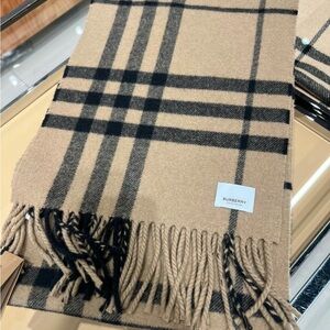 Burberry Beige and Black Plaid Scarf